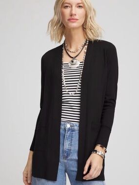 Chico’s Travelers Open Cardigan Size 2 Black